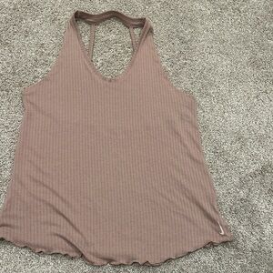 Nike Women's Ribbed Racerback Tank Top - Mauve Pink